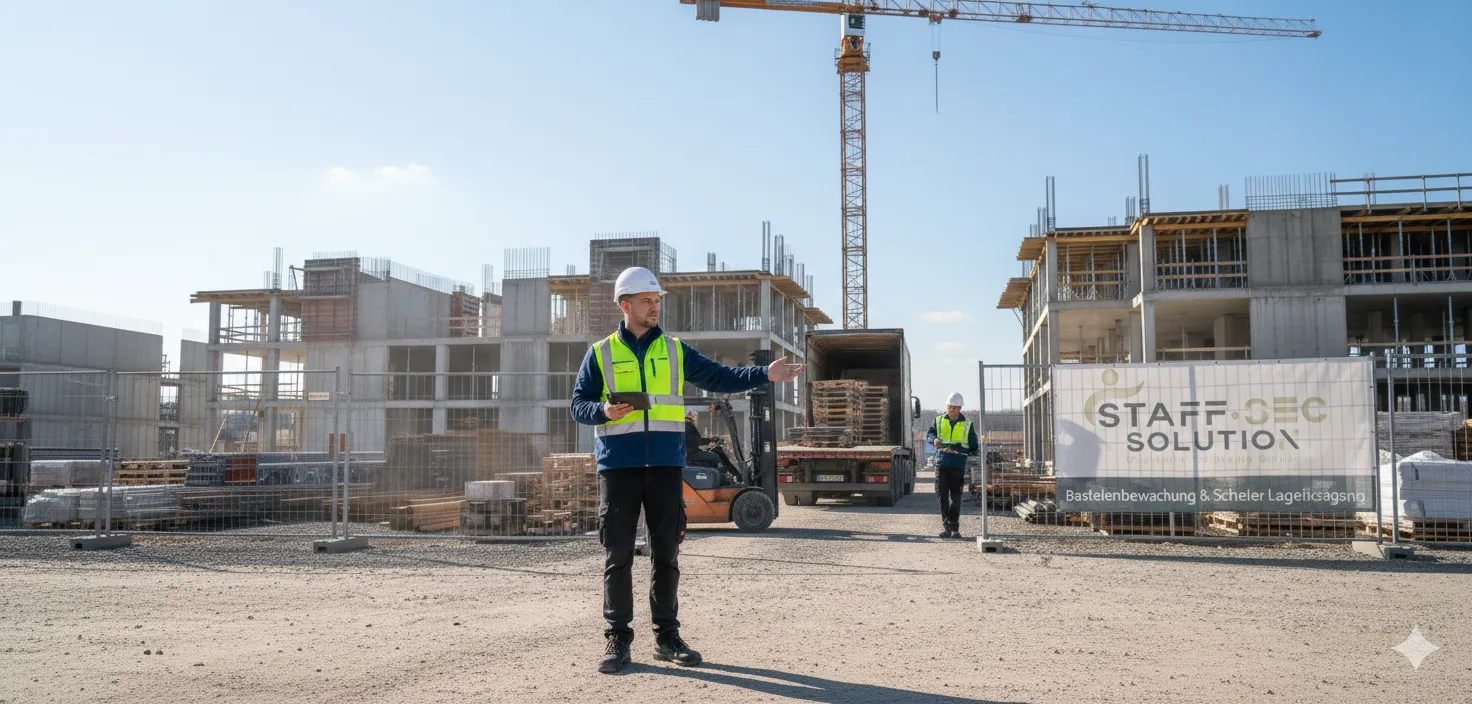 Materialumschlag auf einer eingerichteten Baustelle