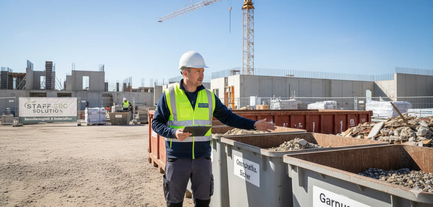 Baustellenpersonal bei der Materialverteilung