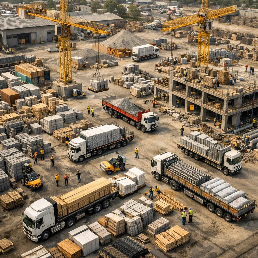 Geordnete Lagerflächen auf der Baustelle